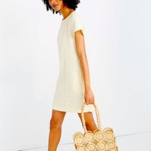 Madewell mini dress linen striped button back L